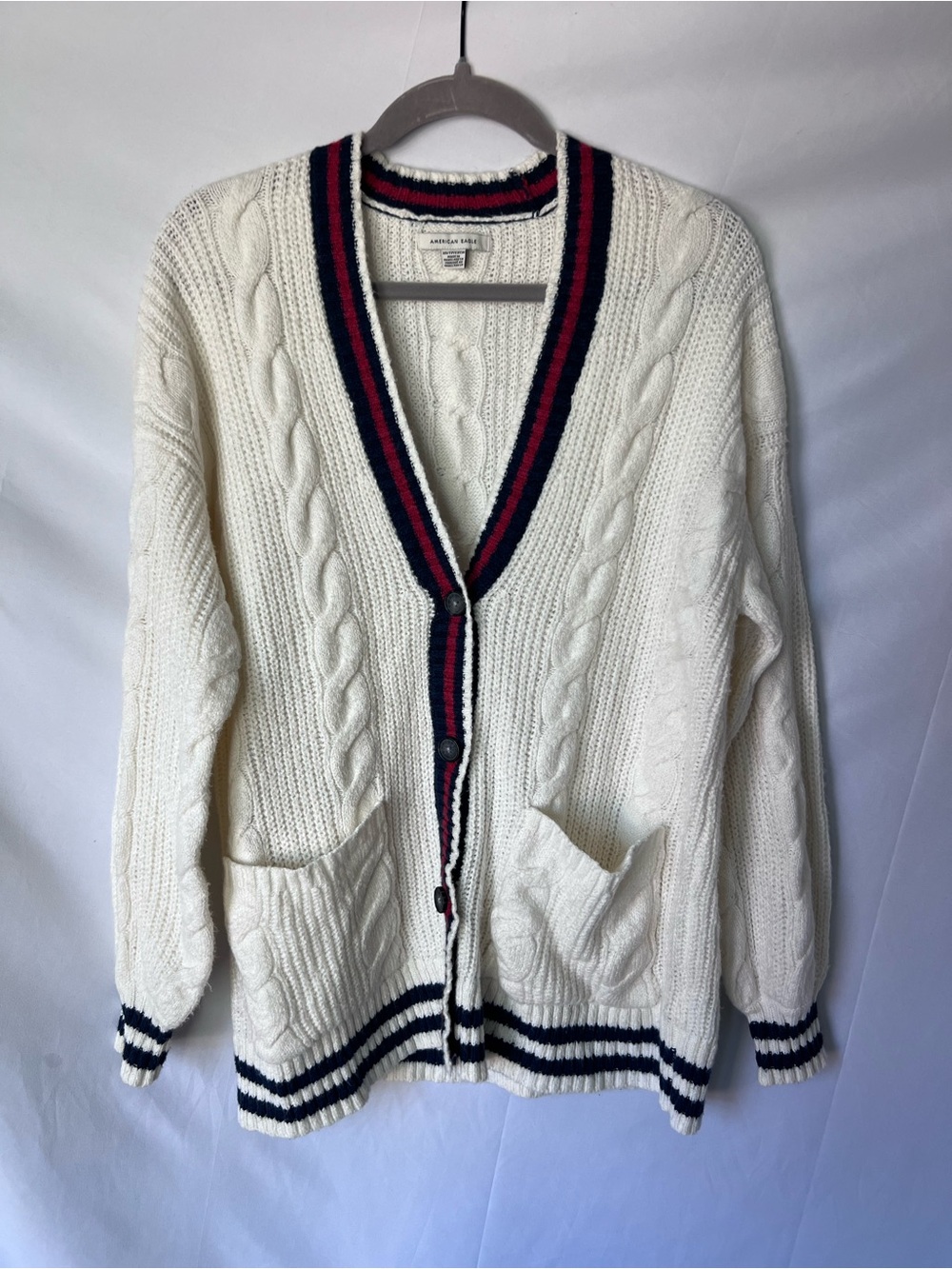NWOT Womens AMERICAN EAGLE Cream Cable Knit Button Sweater